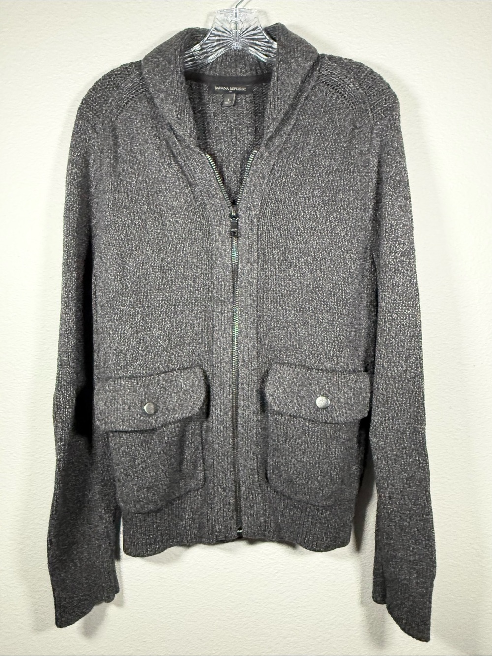 Banana Republic Mens S gray full zip cardigan sweater